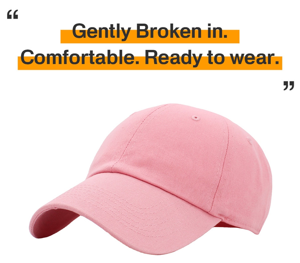 Pink Low Profile Baseball Caps Front Side View